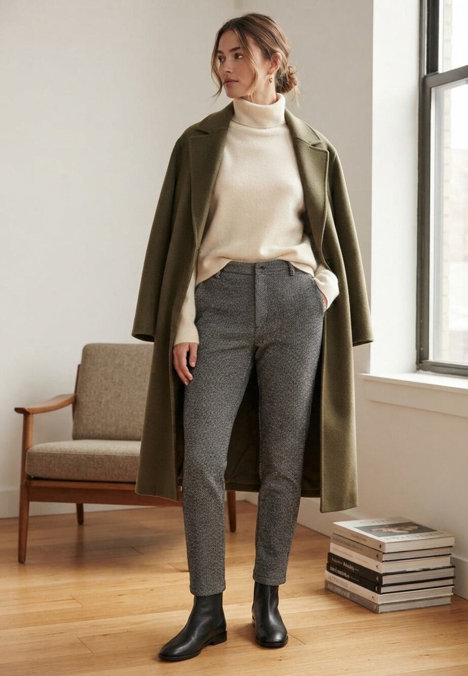 Cartonnier Anthropologie Black Gray Knit Tailored Trousers Pants Academia Sz M